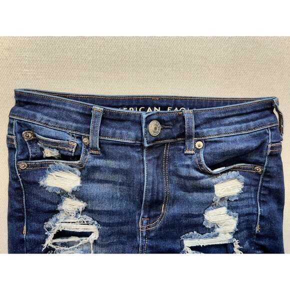 American Eagle Womens Distressed Denim Shorts Size 0 Blue Denim Casual Summer - Picture 4 of 11